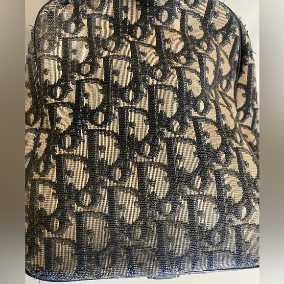 Christian Dior Vintage Trotter mini Boston Bag Navy Ivory Handbag Well Loved - Picture 7 of 15